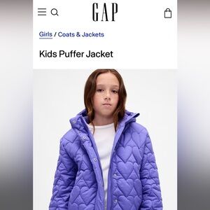 GAP Kids Lavender Heart Puffer Coat